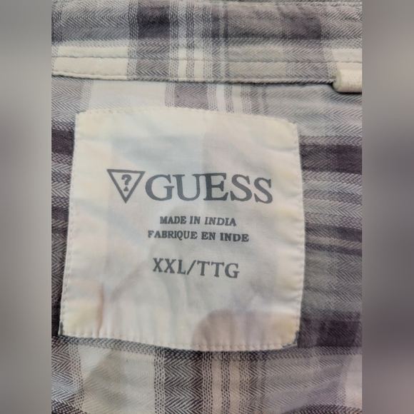 Grey plaid pearl snap Guess shirt - Picture 3 of 3